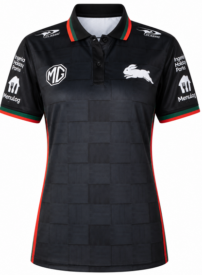 South Sydney Rabbitohs 2026 NRL Ladies Black Team Polo Shirt