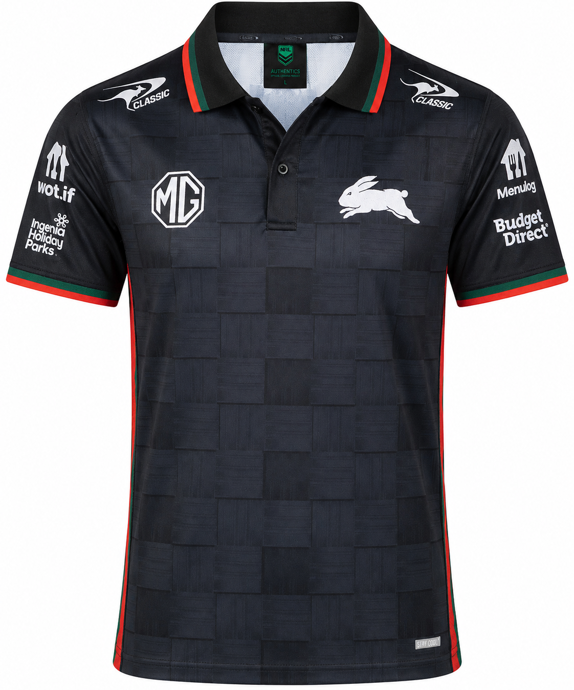 South Sydney Rabbitohs 2026 NRL Mens Black Team Polo Shirt