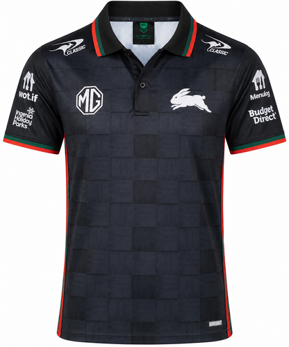 South Sydney Rabbitohs 2026 NRL Mens Black Team Polo Shirt