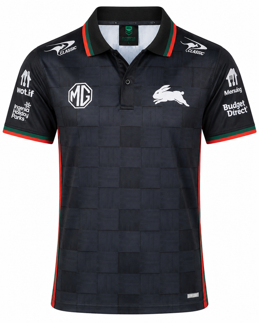 South Sydney Rabbitohs 2026 NRL Mens Black Team Polo Shirt