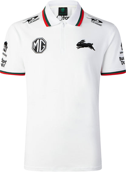 South Sydney Rabbitohs 2026 NRL Mens White Media Polo Shirt