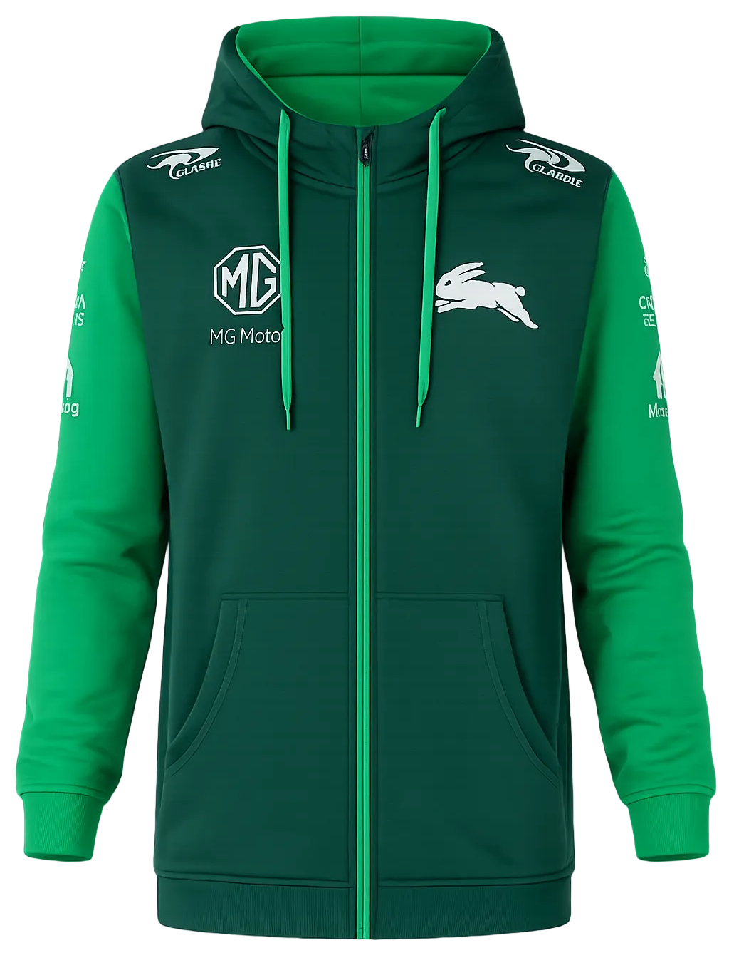 South Sydney Rabbitohs NRL Mens Green Full Zip Hoodie