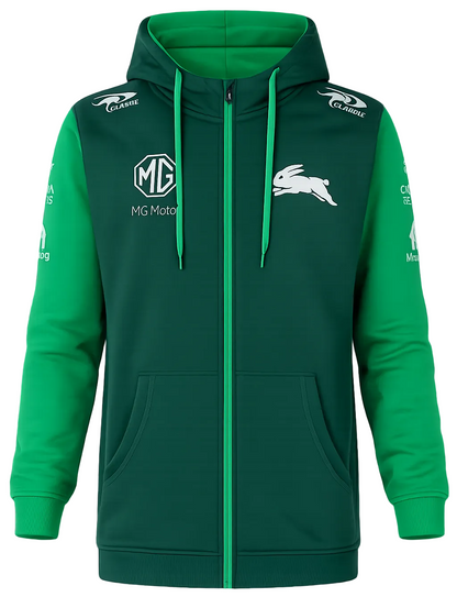 South Sydney Rabbitohs NRL Mens Green Full Zip Hoodie