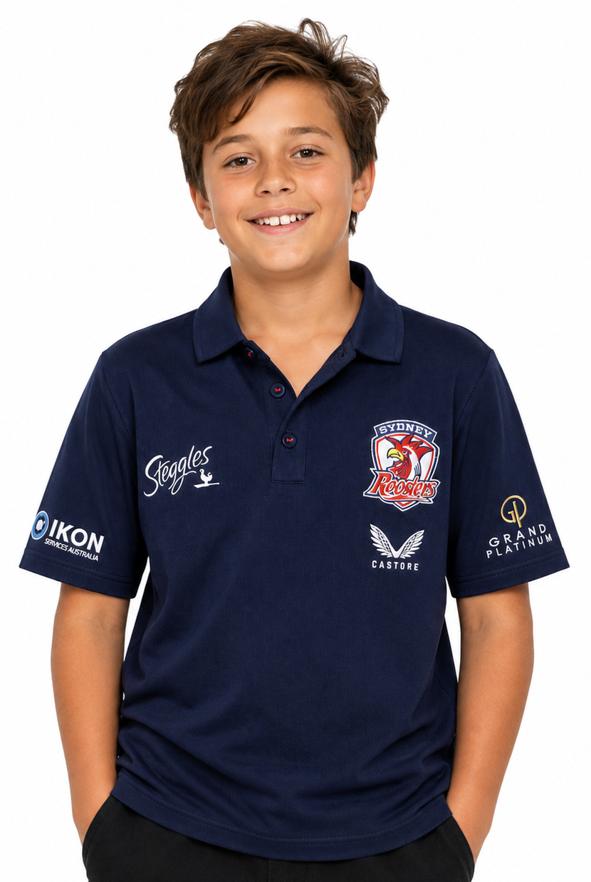 Sydney Roosters NRL Kids Media Polo Shirt