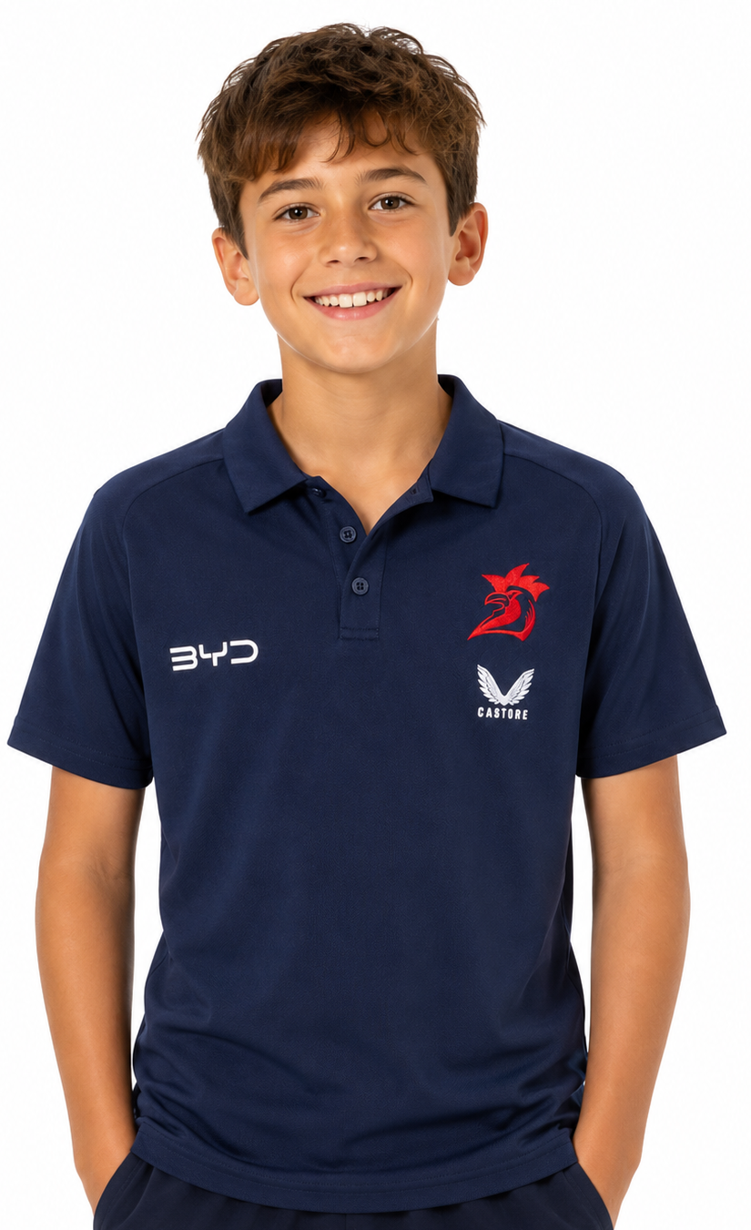 Sydney Roosters 2025 NRL Kids Players Polo Shirt