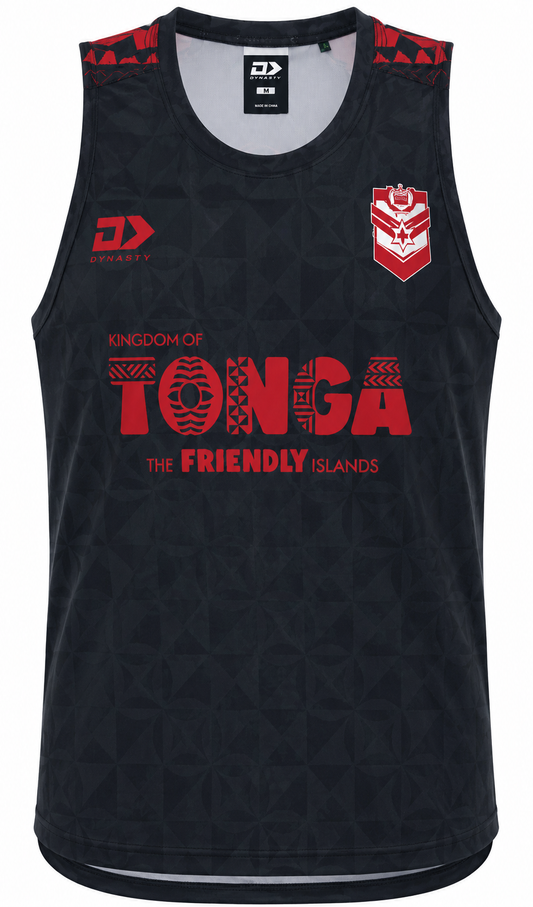 Tonga 2026 RLWC Mens Black Training Singlet