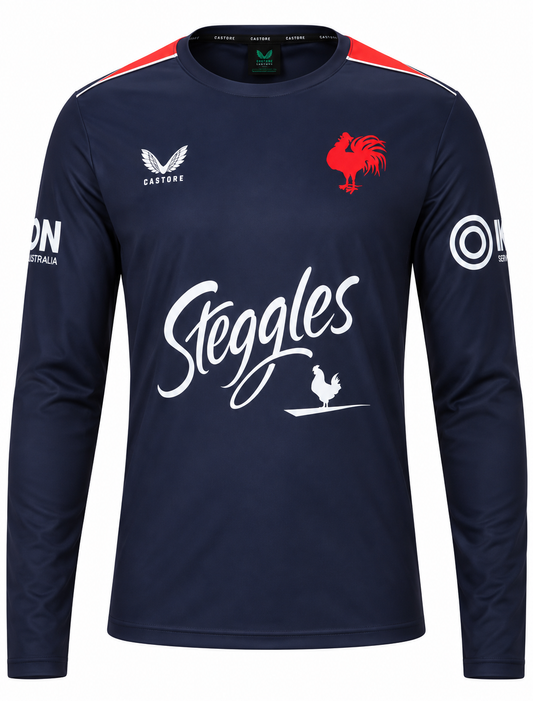 Sydney Roosters Castore NRL Mens Navy Long Sleeve Training Shirt