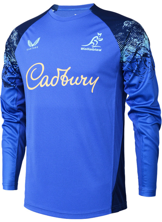 Australian Wallabies 2026 Rugby Union Mens Royal Long Sleeve Training Shirt