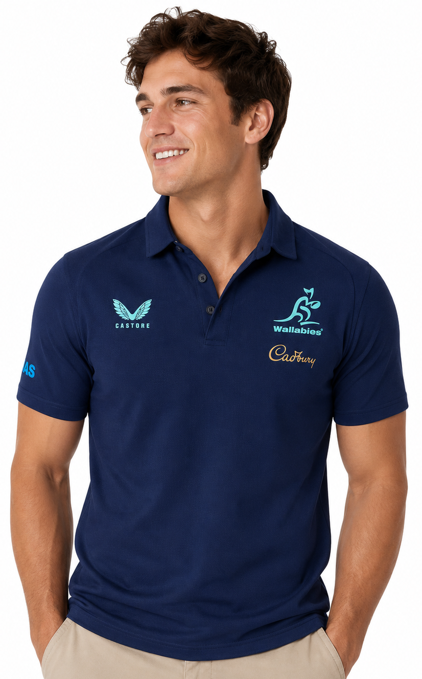 Australian Wallabies 2026 Rugby Union Mens Media Polo Shirt