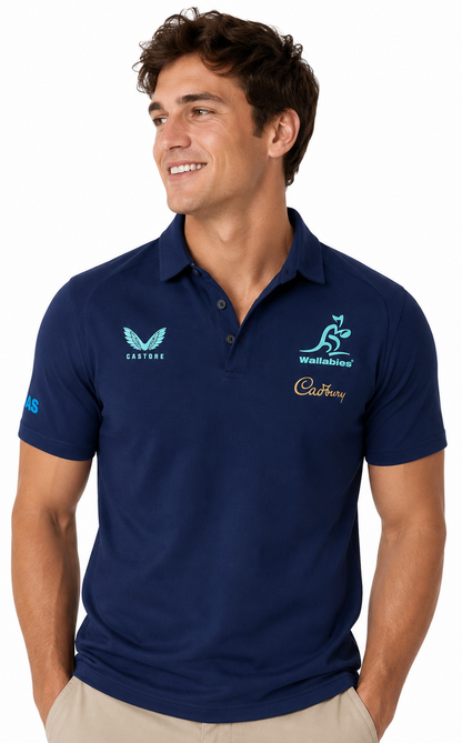 Australian Wallabies 2026 Rugby Union Mens Media Polo Shirt