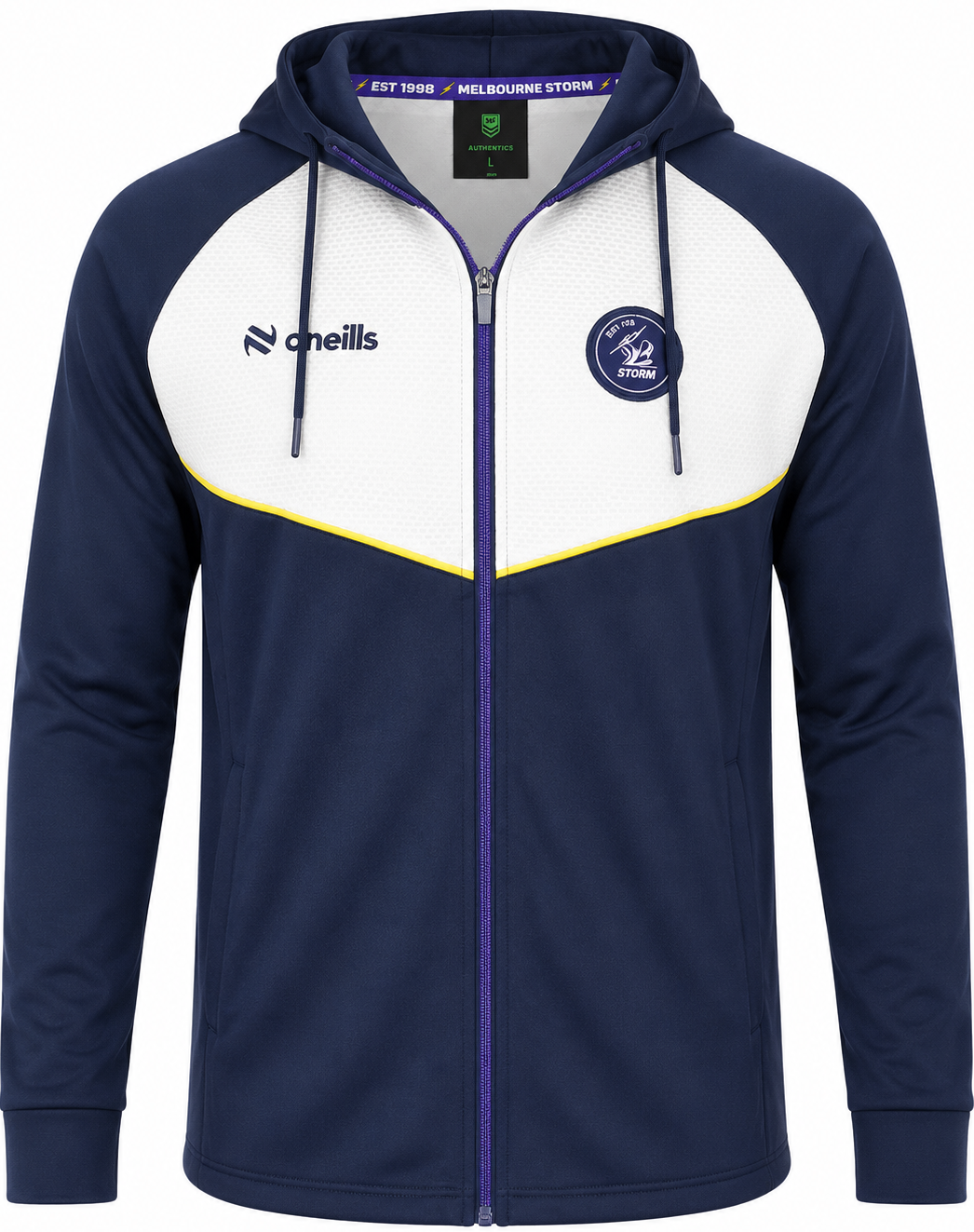 Melbourne Storm 2025 NRL Mens Tech Fleece Full Zip Hoodie