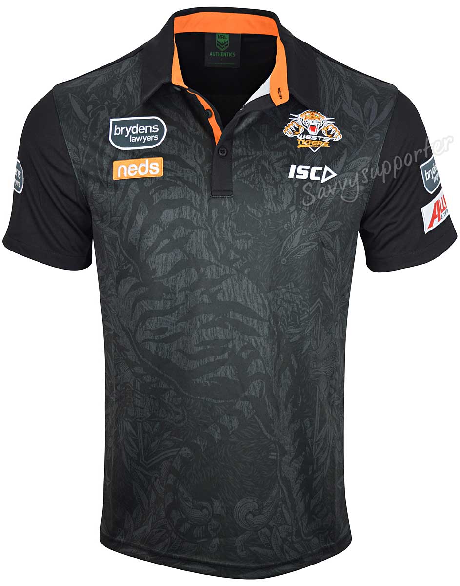 Wests Tigers NRL Mens Black Polo Shirt