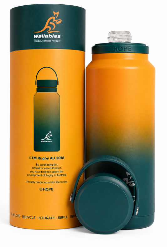 Australian Wallabies 2026 Green & Gold Stainless Steel 1L Insulated Drink Bottle