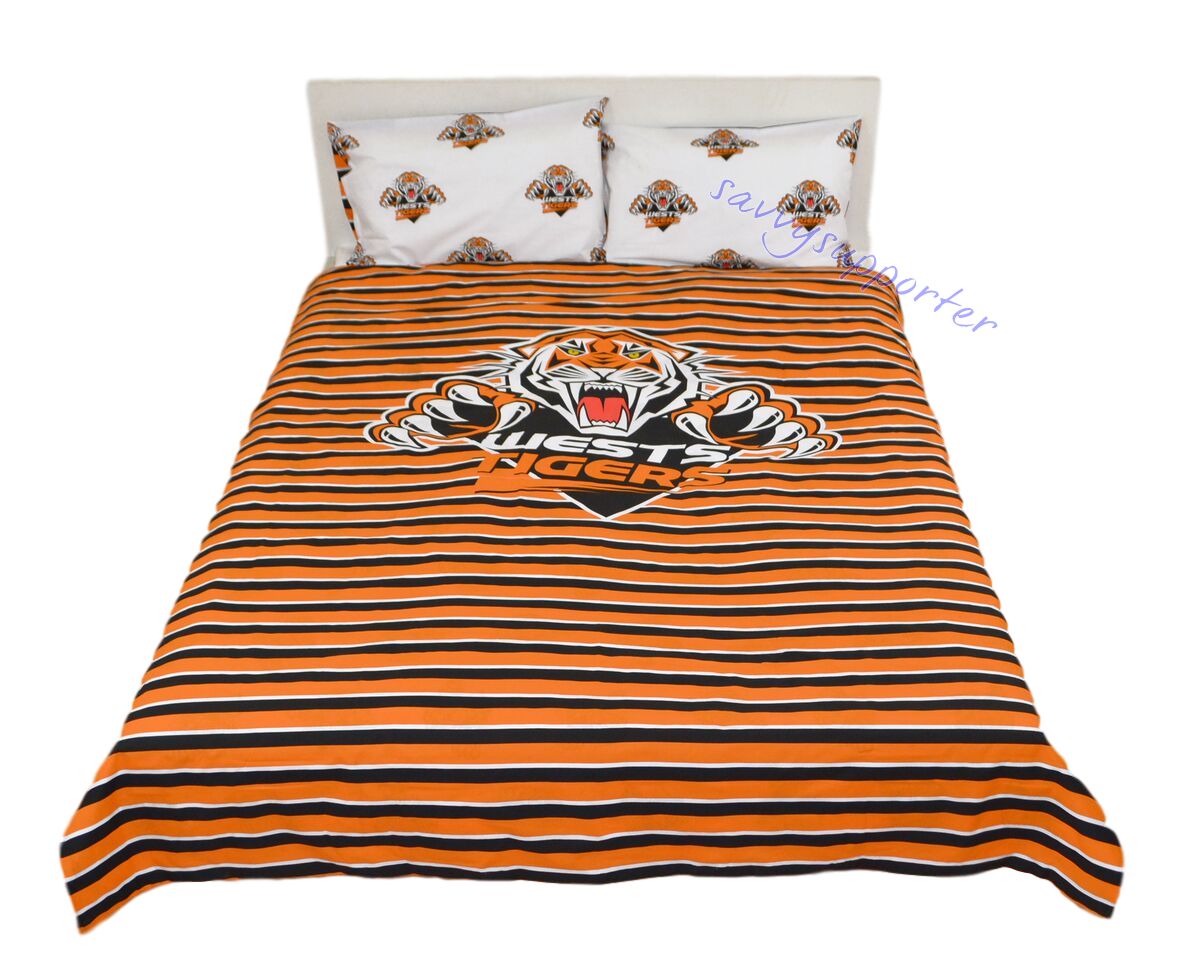 Wests Tigers NRL Stripe Queen Quilt Cover Set