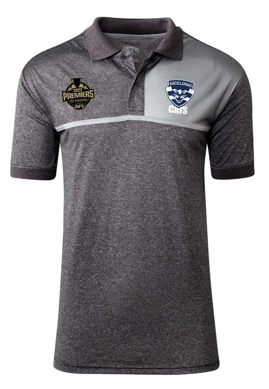 Geelong Cats AFL Mens Premiers Grey Polo Shirt
