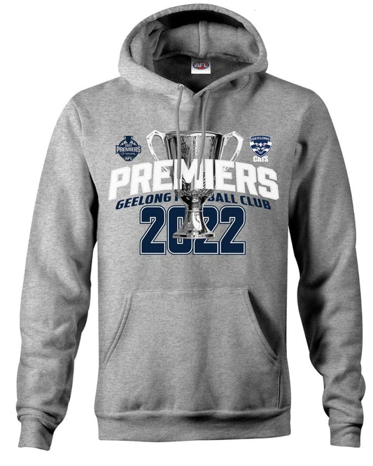 Geelong Cats AFL Mens Premiers Grey Hoody