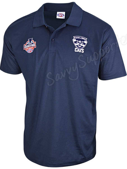 Geelong Cats 2022 AFL Mens Navy Premiers Polo Shirt (GF Badge)