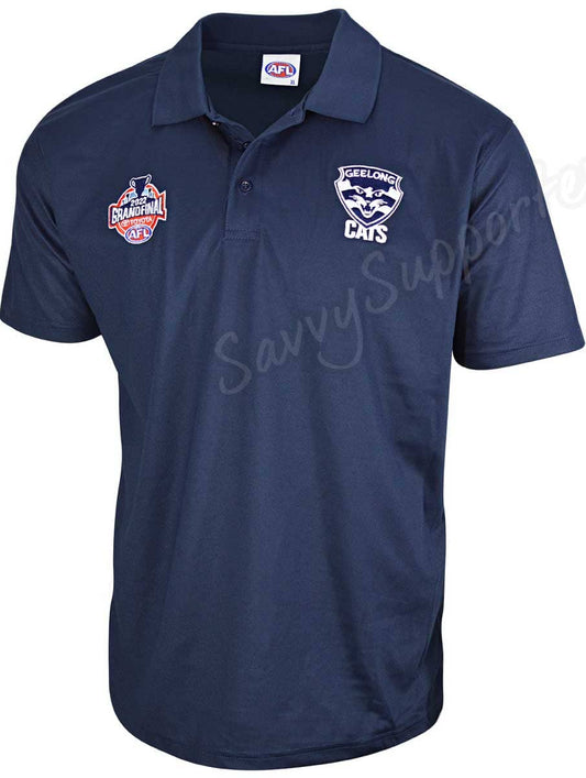 Geelong Cats 2022 AFL Mens Navy Premiers Polo Shirt (GF Badge)