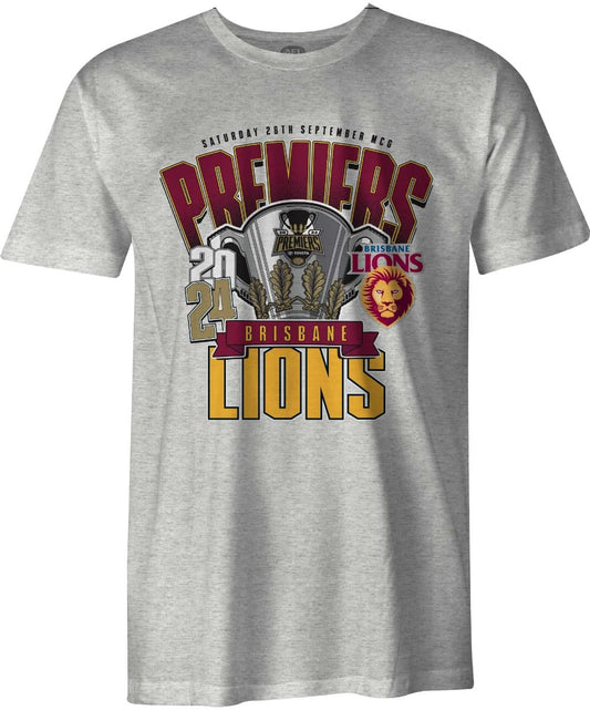 Brisbane Lions 2024 AFL Mens Premiers Grey Marle Shirt