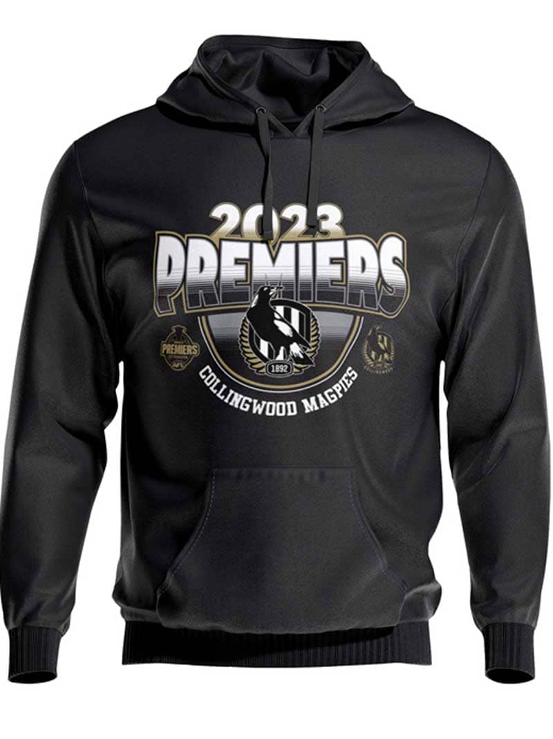 Collingwood Magpies 2023 AFL Mens Premiers Black Hoodie
