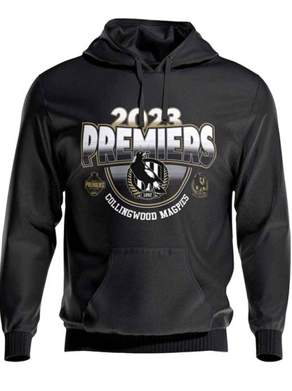 Collingwood Magpies 2023 AFL Mens Premiers Black Hoodie