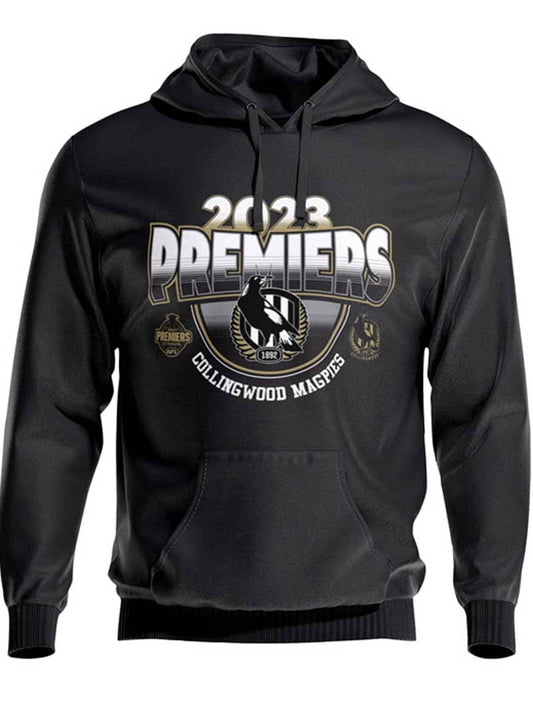 Collingwood Magpies 2023 AFL Mens Premiers Black Hoodie