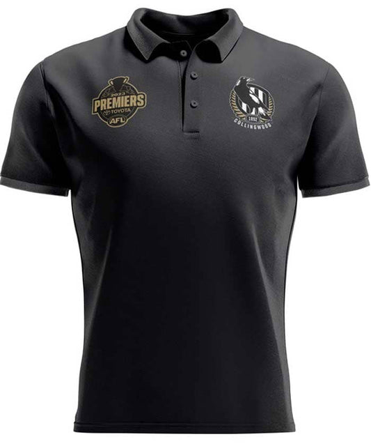 Collingwood Magpies 2023 AFL Mens Premiers Gold Polo Shirt