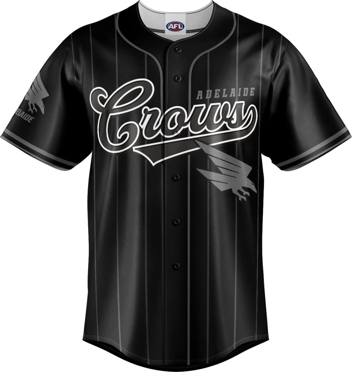 Adelaide Crows 2025 AFL Mens Blackout Baseball Shirt