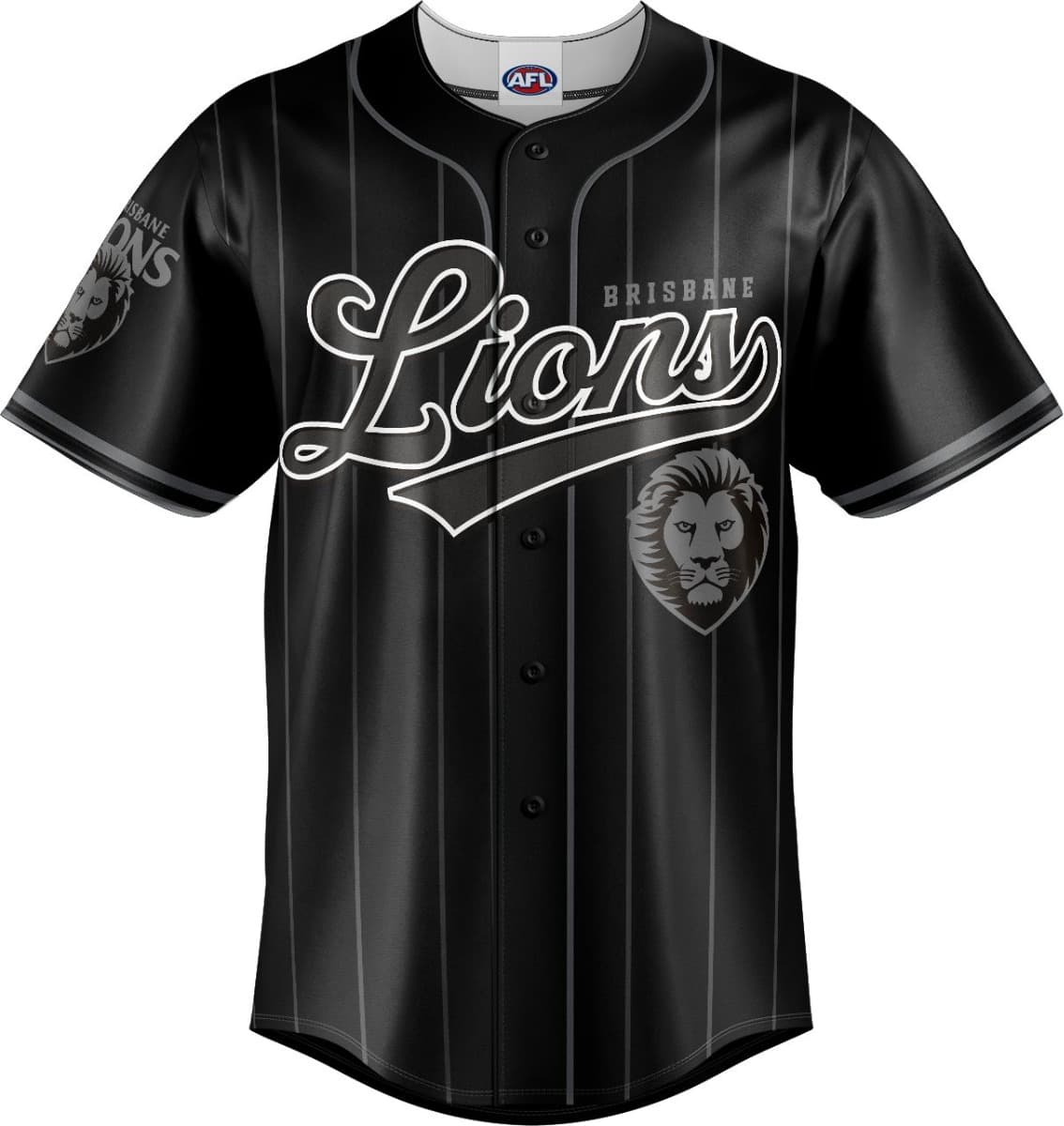 Brisbane Lions 2025 AFL Mens Blackout Baseball Shirt
