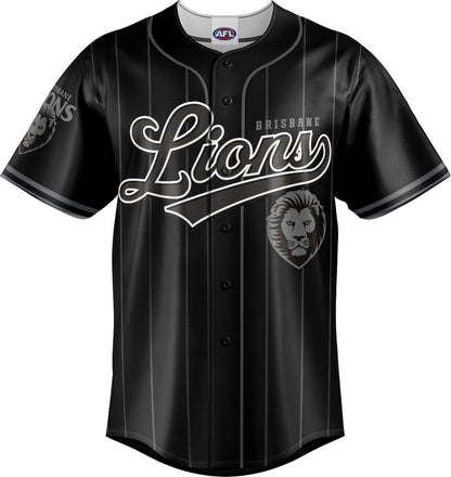 Brisbane Lions 2025 AFL Mens Blackout Baseball Shirt