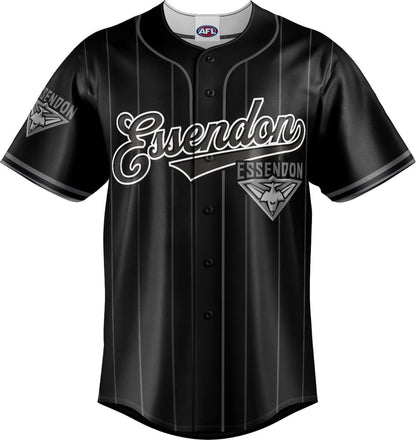 Essendon Bombers 2025 AFL Mens Blackout Baseball Shirt