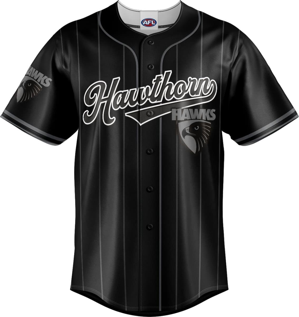 Hawthorn Hawks 2025 AFL Mens Blackout Baseball Shirt