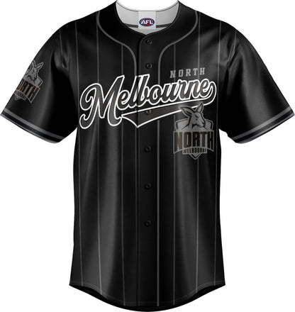 North Melbourne Kangaroos 2025 AFL Mens Blackout Baseball Shirt