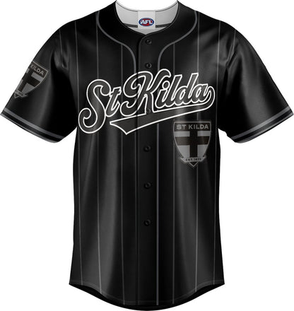 St Kilda Saints 2025 AFL Mens Blackout Baseball Shirt