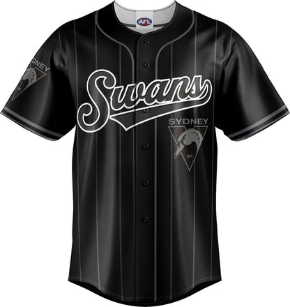 Sydney Swans 2025 AFL Mens Blackout Baseball Shirt