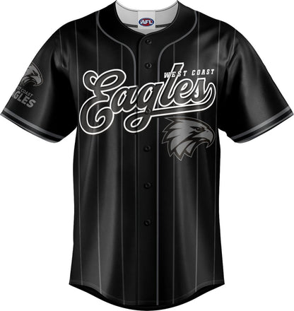 West Coast Eagles 2025 AFL Mens Blackout Baseball Shirt