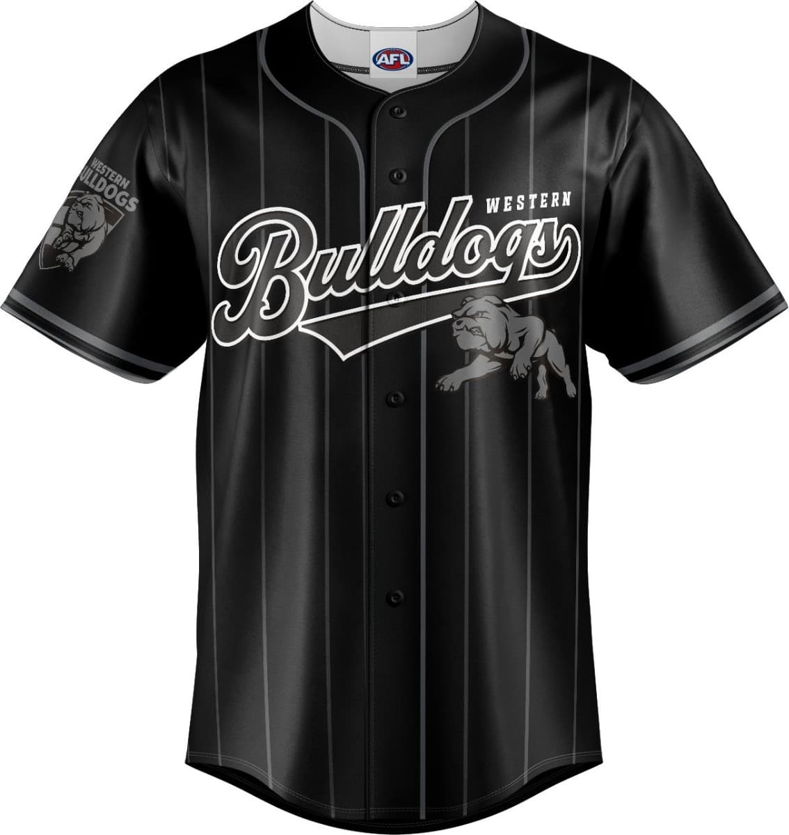 Western Bulldogs 2025 AFL Mens Blackout Baseball Shirt