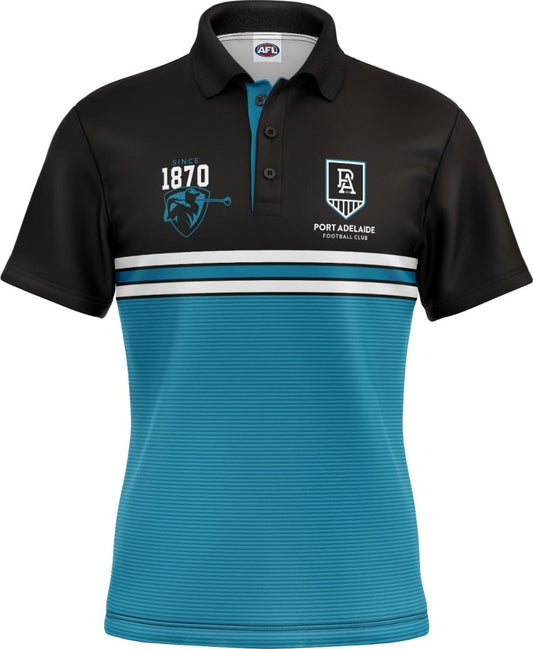 Port Adelaide Power 2025 AFL Mens Sandman Golf Polo Shirt
