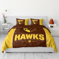 Hawthorn Hawks AFL 2025 Queen Quilt Cover Set