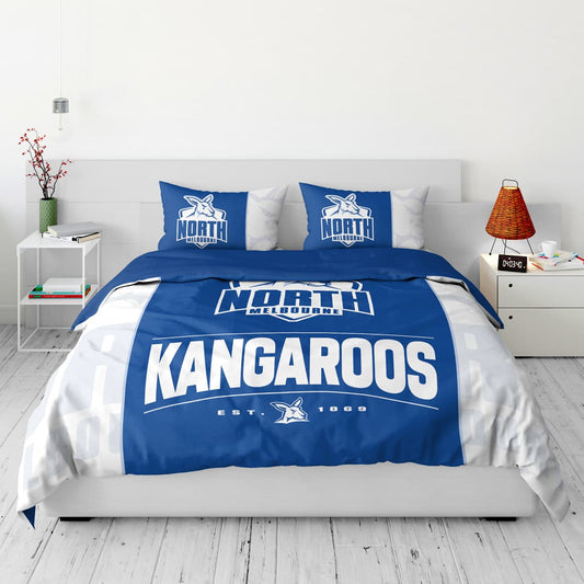 North Melbourne Kangaroos AFL 2025 Queen Quilt Cover Set