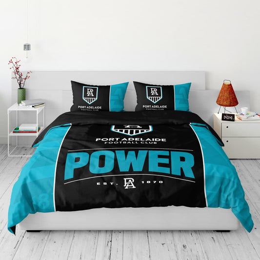 Port Adelaide Power AFL 2025 Double Quilt Cover Set