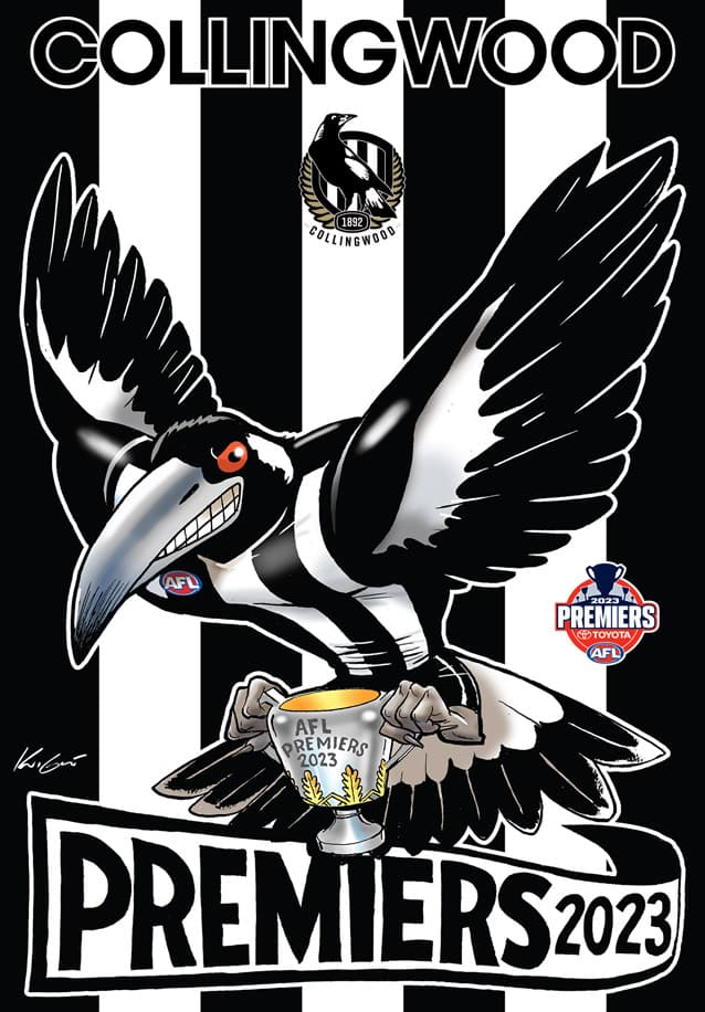 Collingwood Magpies 2023 AFL Premiers A5 Mark Knight Sticker *Presale*