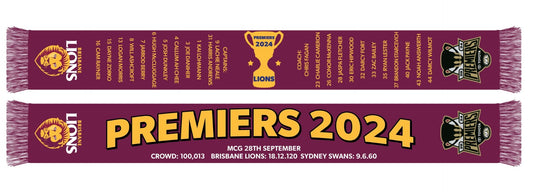 Brisbane Lions 2024 AFL Premiers Scarf