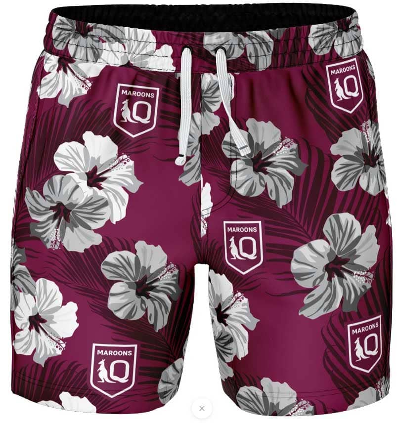 QLD Maroons NRL Mens Aloha Volley Swim Shorts