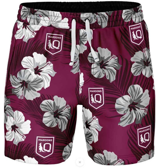 QLD Maroons NRL Mens Aloha Volley Swim Shorts