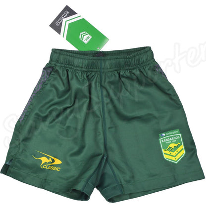 Australian Kangaroos 2024 NRL Kids Green Training Shorts