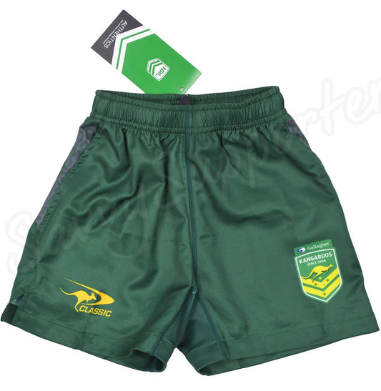 Australian Kangaroos 2024 NRL Kids Green Training Shorts