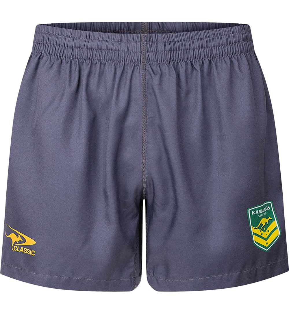 Australian Kangaroos 2025 NRL Mens Grey Performance Gym Shorts