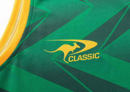 Australian Kangaroos 2025 NRL Mens Green Training Singlet