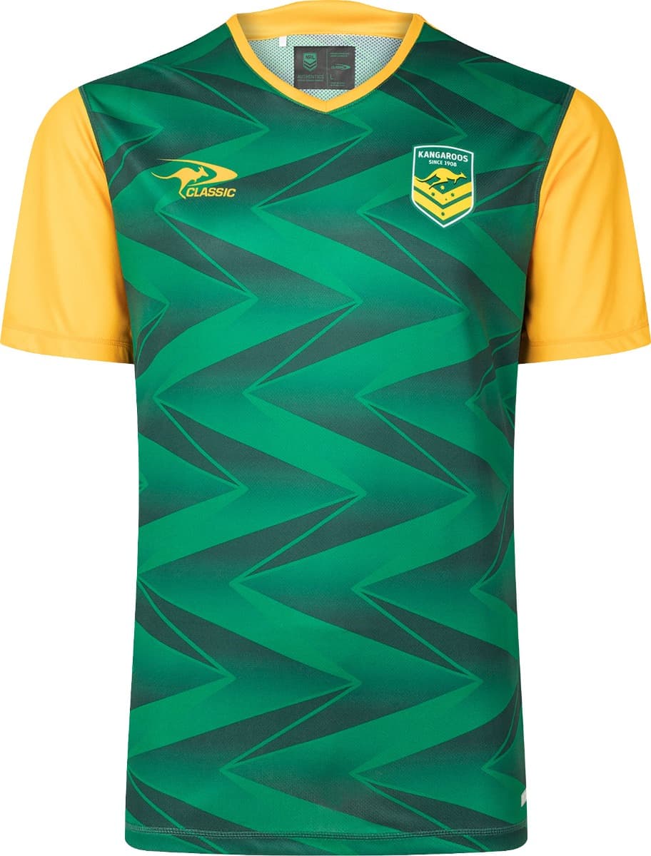 Australian Kangaroos 2025 NRL Mens Green Training Shirt